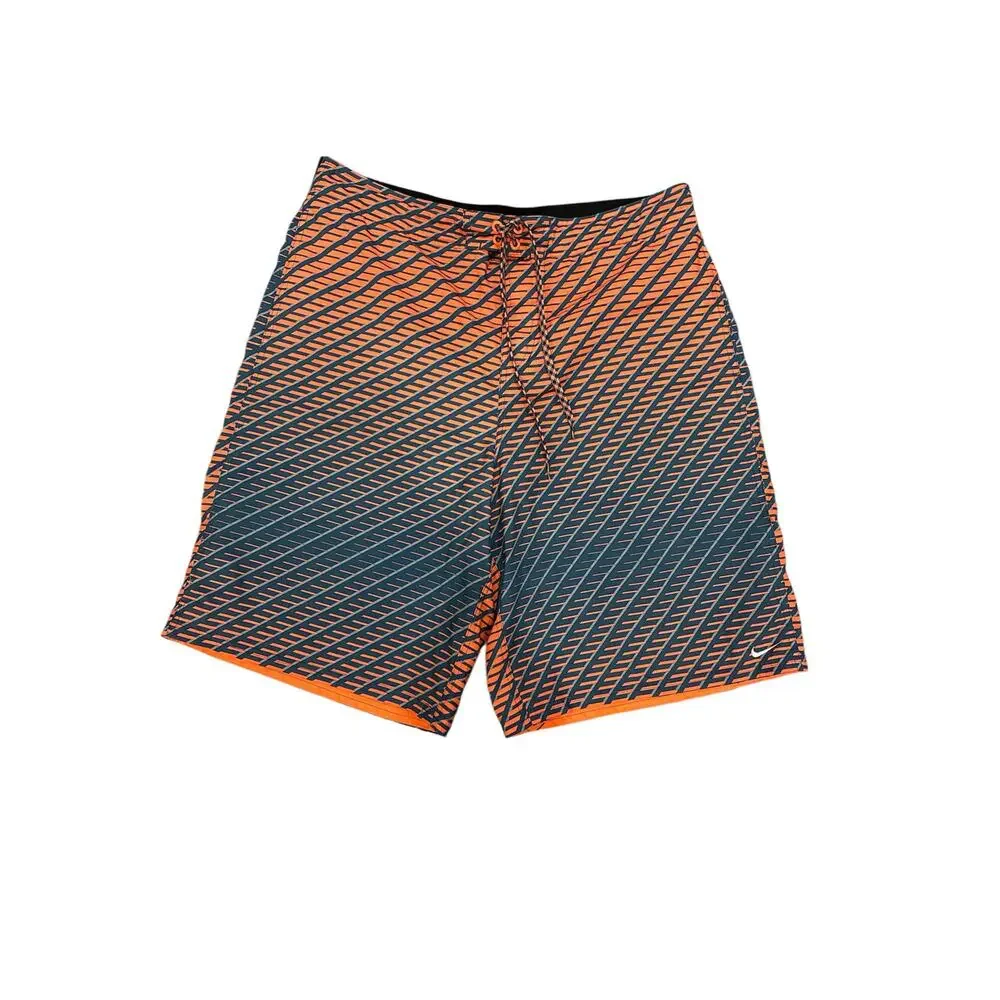 Nike swim board shorts swim trunks men’s xl orange and blue lined drawstring
